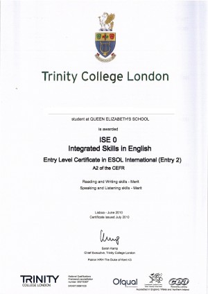Diploma ISE 0 - Trinity College London