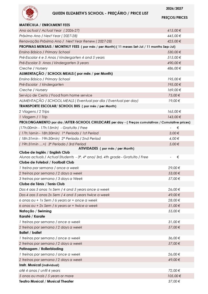 PREÇÁRIO/ PRICE LIST